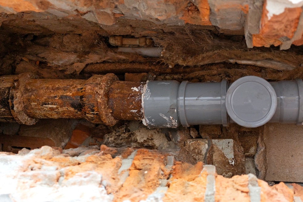 Sewer,Pipe,Repair.,Partial,Replacement,Of,The,Old,Cast,Iron