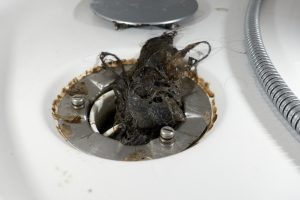 Hair in shower drain